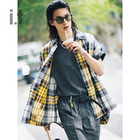 it izzue男装格纹短袖衬衫休闲夏季活力时尚格子上衣8322U3K