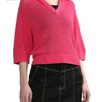 it izzue女装镂空半袖针织衫2024春季随性简约薄毛衣4102S4M