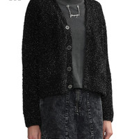 it izzue女装合身排扣针织衫休闲秋季摩登时尚亮丝毛衣4503F