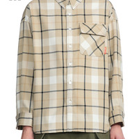 it :CHOCOOLATE女装格纹衬衫春季休闲文艺复古口袋装饰衬衣8610B