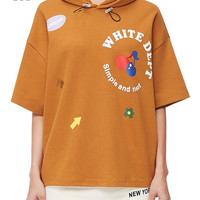 it :CHOCOOLATE女装连帽短袖t恤春夏潮流街头套头重磅t恤 169