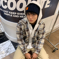 it :CHOCOOLATE男装连帽格纹拉链衬衫休闲秋季复古潮流8353X