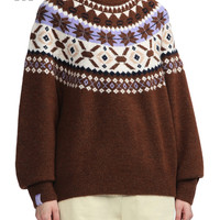 it :CHOCOOLATE女装费尔岛针织衫冬季文艺复古毛衣4654