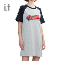 it :CHOCOOLATE女装插肩袖短袖连衣裙2024夏季青春活力T恤裙