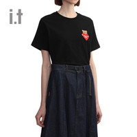 it :CHOCOOLATE女装合身短袖T恤2024夏季可爱甜美内搭1834XSM