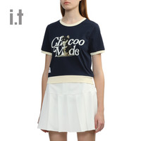 it :CHOCOOLATE女装合身拼色短袖T恤2024夏季时尚可爱011790