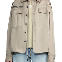 it izzue女装长袖衬衫春季潮流休闲翻领工装上衣8108S2I