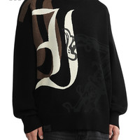 it izzue男装圆领针织衫休闲秋季时髦文艺撞色薄毛衣4116F3L