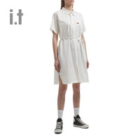 it :CHOCOOLATE女装短袖排扣连衣裙2024夏季简约气质2631XSM