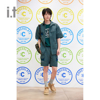 it :CHOCOOLATE男装工装短袖衬衫休闲夏季半袖男士衬衣8347X