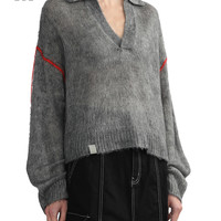 it izzue女装V领微透针织衫休闲秋季简约随性薄毛衣4106F3L