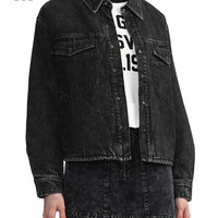 it izzue女装水洗牛仔衬衫休闲冬季甜酷个性穿绳设计8505T3L