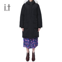 it tout a coup女装羽绒服秋冬时尚长款饰毛绒帽领0145F0F