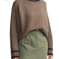 it MURUA女装小高领针织衫冬季简约拼色宽松毛衣2526035J