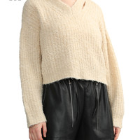 it b+ab女装V领镂空针织衫休闲秋季温柔甜美薄毛衣F346AJL