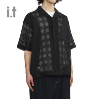 it 5cm/FIVECM男装宽松微透短袖衬衫2024夏季复古文艺8301S4M