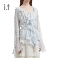 it b+ab女装宽松长袖上衣2024夏季优雅梦幻不规则下摆175BIM