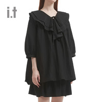 it b+ab女装七分袖廓形衬衫2024夏季甜美时尚娃娃衫138ASM