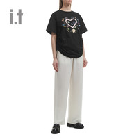 b+ab 趣味图标印花 女士T恤  BKX/黑色，WHX/白色 S，M，XS