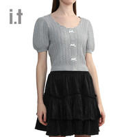 it tout a coup女装合身泡泡袖针织衫2024春季甜美气质310BS