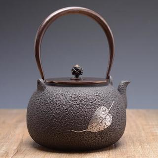 龟寿堂铁壶一叶铁壶日本南部无涂层铸铁壶老铁壶煮水烧水茶壶 一叶铸铁壶 1.4L