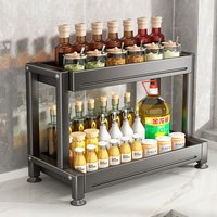 帅仕（shuaishi）厨房置物架调料架台面调味品调料瓶罐收纳储物架刀架砧板架筷子筒 加厚双层44长【标准单架】