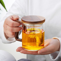 美斯尼 办公室泡茶杯玻璃茶杯带过滤茶水分离男女加厚耐热喝水杯子 泡茶杯 380毫升