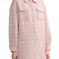 it b+ab女装宽松花呢衬衫2024春季时尚质感直排扣上衣113BIM