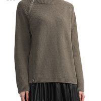 it b+ab女装高领纯色针织衫休闲冬季简约大气斜拉链毛衣431A