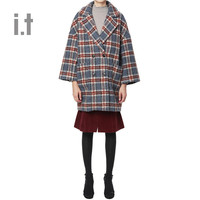 it b+ab女装毛呢外套冬季时尚气质格纹西装版型1110ID
