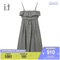 it b+ab女装格纹吊带连衣裙2024夏季可爱甜美吊带裙221ASM