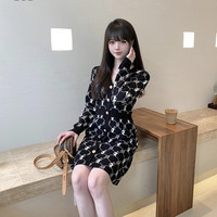 it b+ab女装长袖针织连衣裙休闲秋季时髦气质直排扣裙装306AI