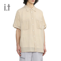 it 5cm/FIVECM男装宽松格纹短袖衬衫2024夏季文艺青年8310U4M