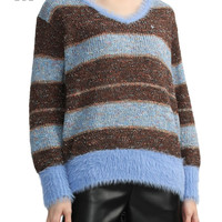 it vesta pink女装V领针织衫休闲冬季时尚大方条纹毛衣354AL