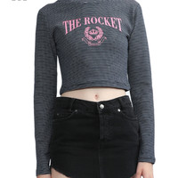 it ROCKET X LUNCH女装条纹露脐上衣冬季合身短内搭002MJ