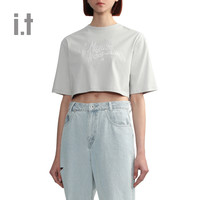 it MUSIUM DIV.女装短款短袖T恤2024夏季辣妹风露脐衫00479XM