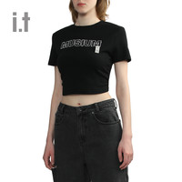 it MUSIUM DIV.女装合身露脐短袖T恤2024夏季甜酷辣妹00465XM