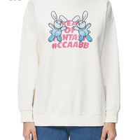 it ccaabb女装圆领卫衣秋季少女青春兔子标语印花5104F2