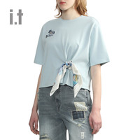 it MUSIUM DIV.女装短袖T恤2024夏季时尚文艺圆领半袖00481XM