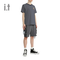 it MUSIUM DIV.男装条纹短袖T恤2024夏季少年感油画图案00369