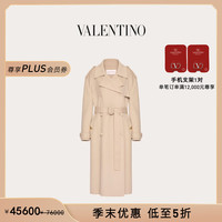 华伦天奴VALENTINO女士羊绒双排扣大衣 米色 36