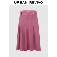 URBAN REVIVO 女士松弛感多巴胺须边廓形休闲半裙 UWL840152 冷粉色 XXS