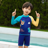 汪汪队立大功儿童泳衣男童游泳衣儿童分体游泳衣套装宝宝泳衣裤游泳装备 藏青0213 110CM