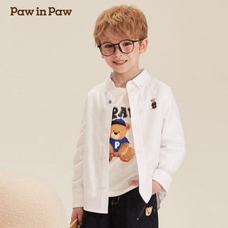 PawinPaw卡通小熊童装2024年秋季新款男童衬衫长袖学院风儿童上衣