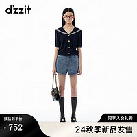 DZZIT地素短裤2024秋季满印设计丹宁潮流牛仔裤女 蓝色 S