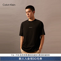 Calvin Klein Jeans24早秋男士休闲通勤ck网格图印花纯棉短袖T恤J325689 BEH-太空黑 XXL