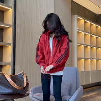 KANJOOP防晒衣女2024春夏季运动防紫外线连帽开衫旅游户外防晒服女 红色 2XL【135-175斤】