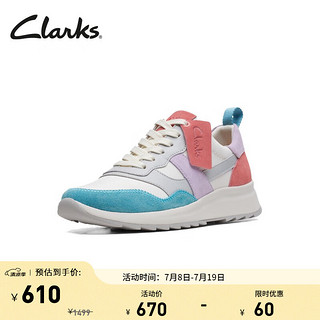 Clarks 其乐 女鞋春夏舒适透气撞色时尚休闲鞋运动鞋 白色/紫色 261704314