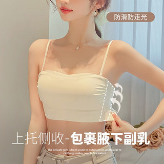 JERRIE MOCK抹胸无肩带内衣女聚拢无钢圈收副乳裹胸防滑防走光文胸罩夏季薄款 奶绿单件 36/80ABC【薄约 0.3cm】