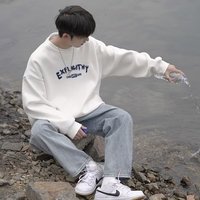 尘行者（CHENXINGZHE） 圆领卫衣男士秋季休闲无帽潮流套头ins学生长袖T恤打底衫